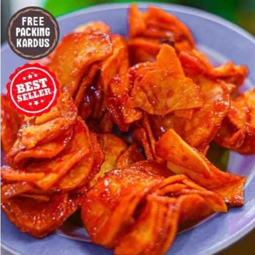 

( GRATIS ONGKIR ) Keripik Singkong Lengket Pedas Manis Balado Enak Renyah Murah 500gr