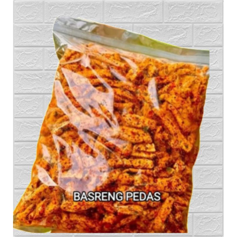 

Basreng pedas daun jeruk bandung kemasan 1kg