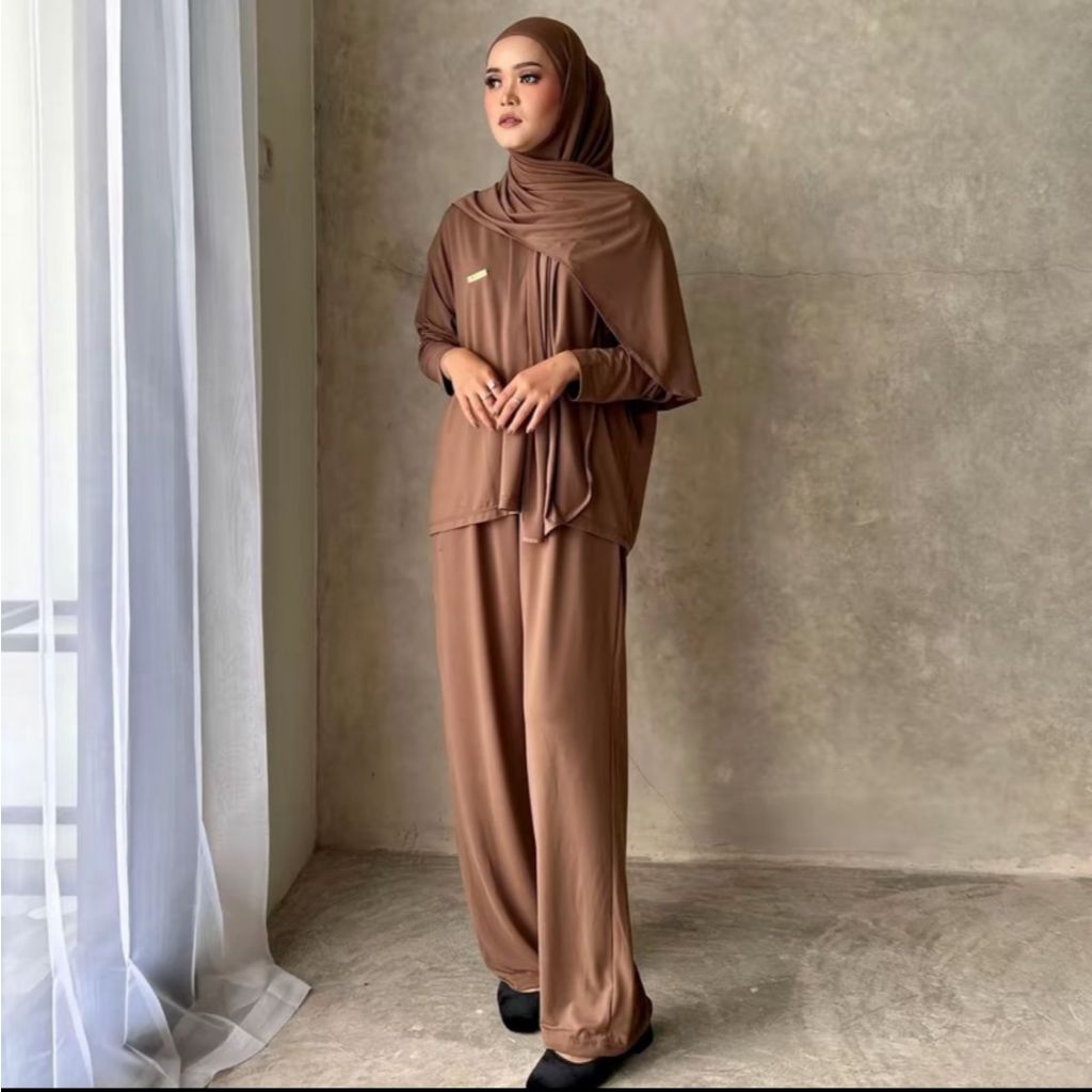 Basic Oneset Jersey | Setelan Wanita Muslim Premium | Setelan Casual | Baju Atasan Set Remaja | Dewa