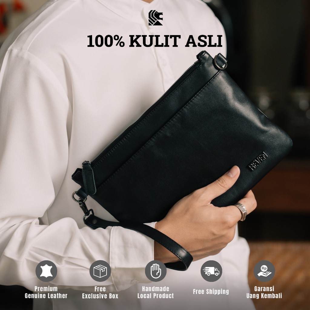 Reven Adam Handbag Pria Clutch Tas Pouch Slempang Kulit Sapi Fashion Pria Keren Elegan