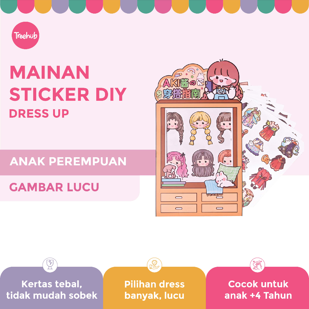 

Treehub Stiker Pack DIY Dress Up Princess Pakaian Lucu /Stiker anti air transparan motif kartun korea