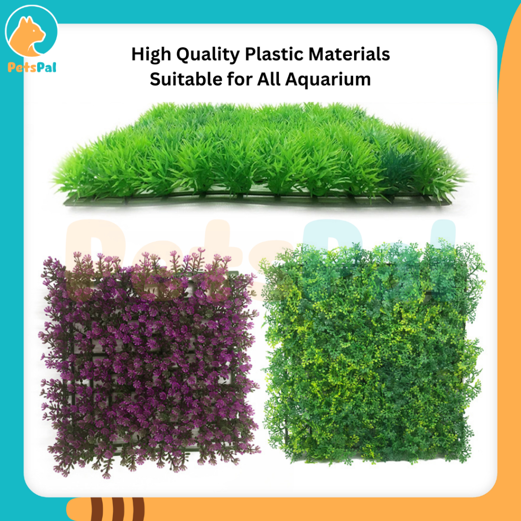 Rumput Lantai Lanskap Akuarium Paving Rumput Plastik Aquarium Floor Paving Landscape 25x25cm