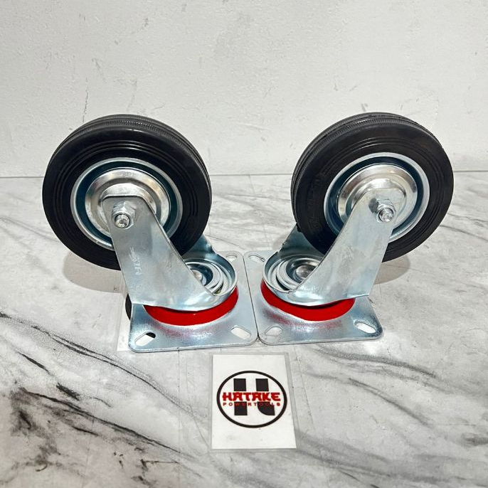 Roda gerobak 4" hidup roda troli karet roda troly 4 inch roda karet