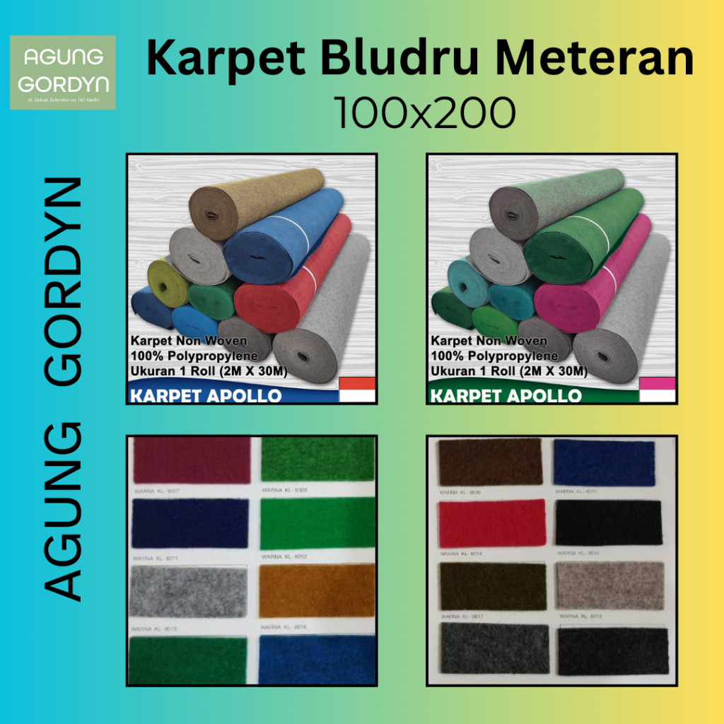 KARPET BLUDRU APOLLO METERAN LEBAR 200 CM ( 1M x 2M) / KARPET BLUDRU MURAH ALAS LANTAI