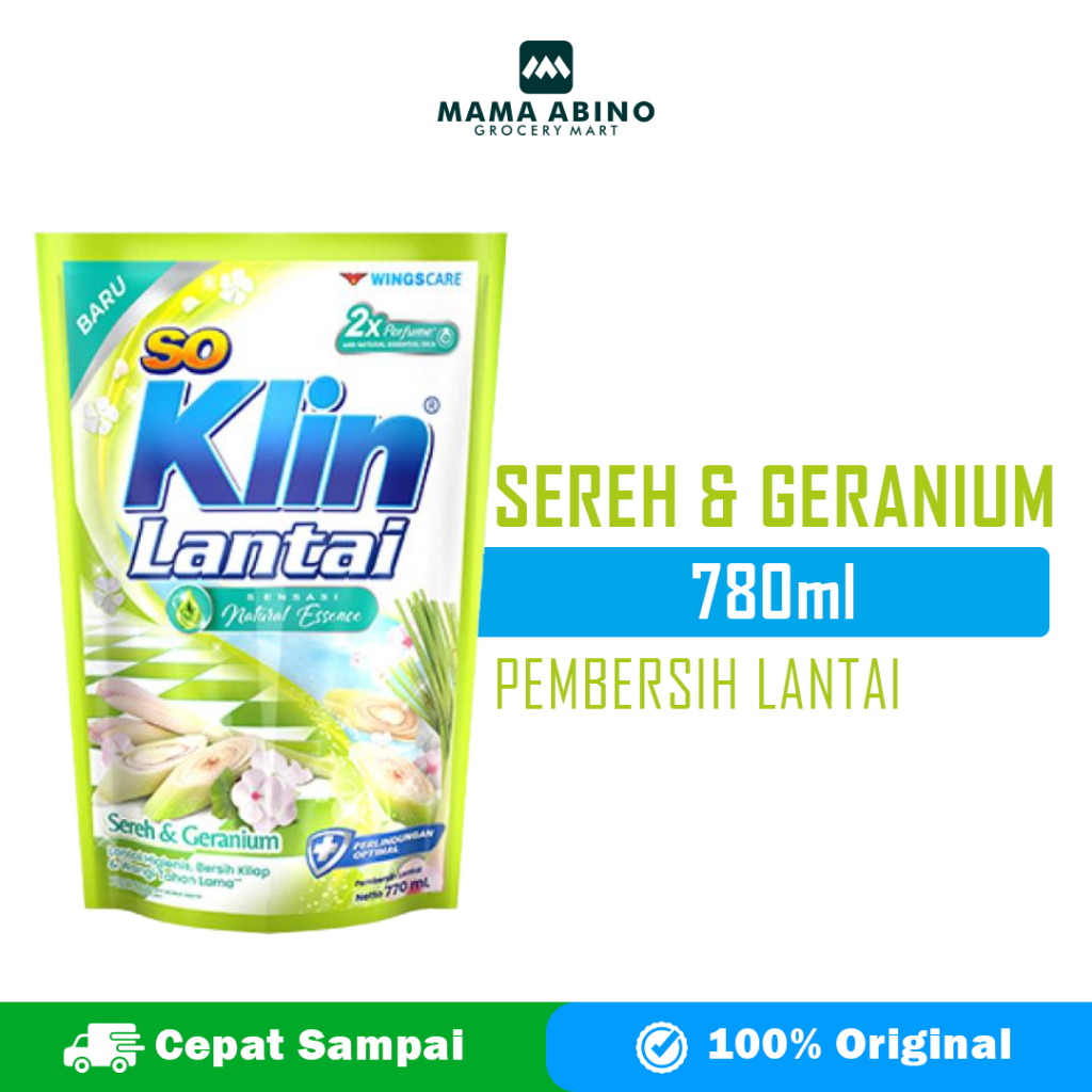 Pembersih Lantai So Klin Lantai Sereh & Geranium 780ml SoKlin Lantai