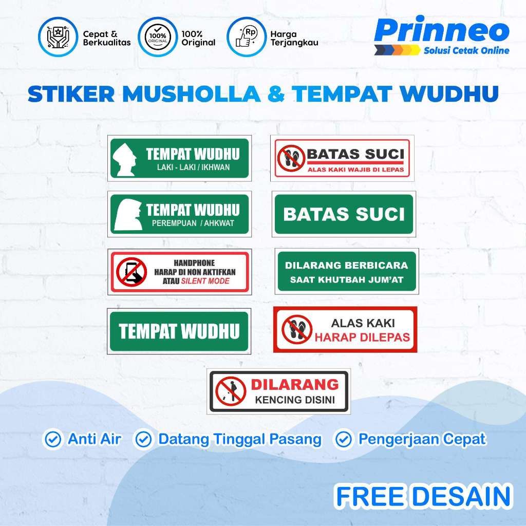 

STIKER MUSHOLLA, TEMPAT WUDHU DAN BATAS SUCI, STIKER ANTI AIR