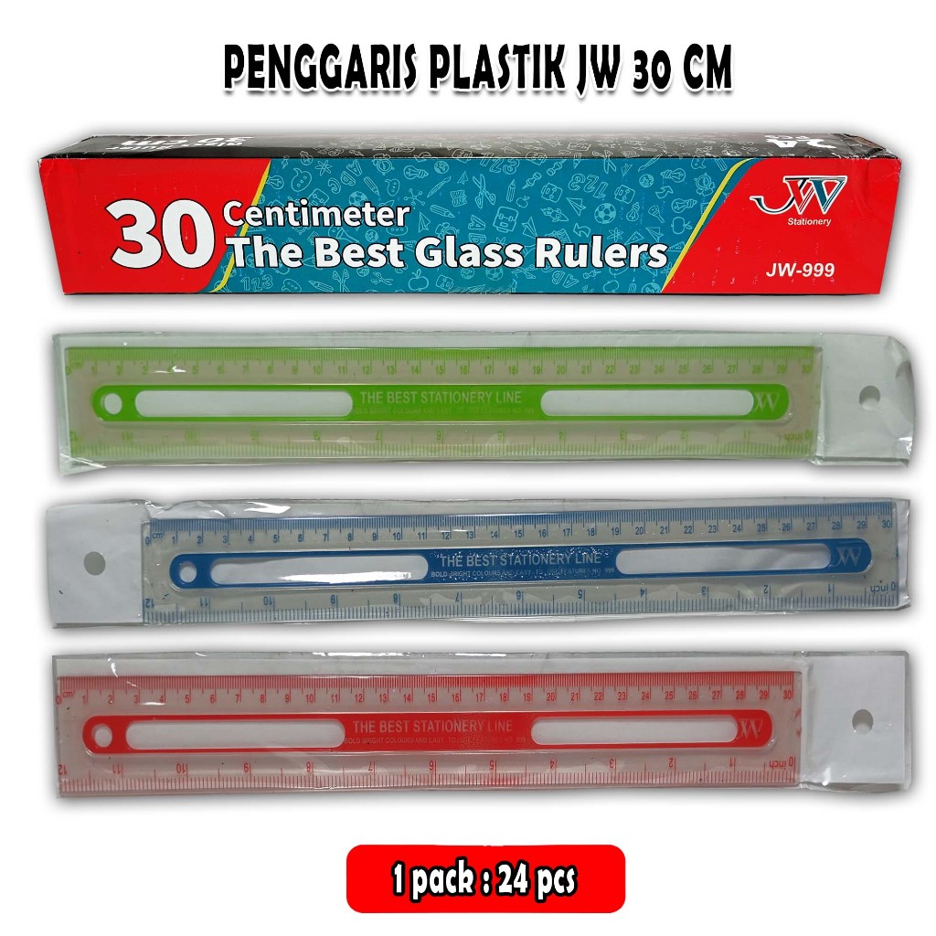 

penggaris plastik jw 30 cm / 1 pack / 24 pcs