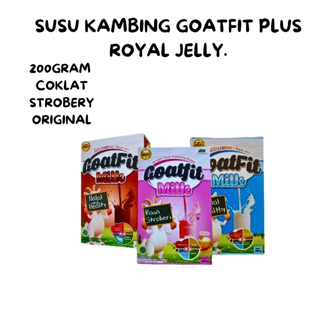 

SUSU KAMBING+ROYAL JELLY GOATFIT 200 Gram | Dengan Royal Jelly Susu Kambing Etawa plus Madu