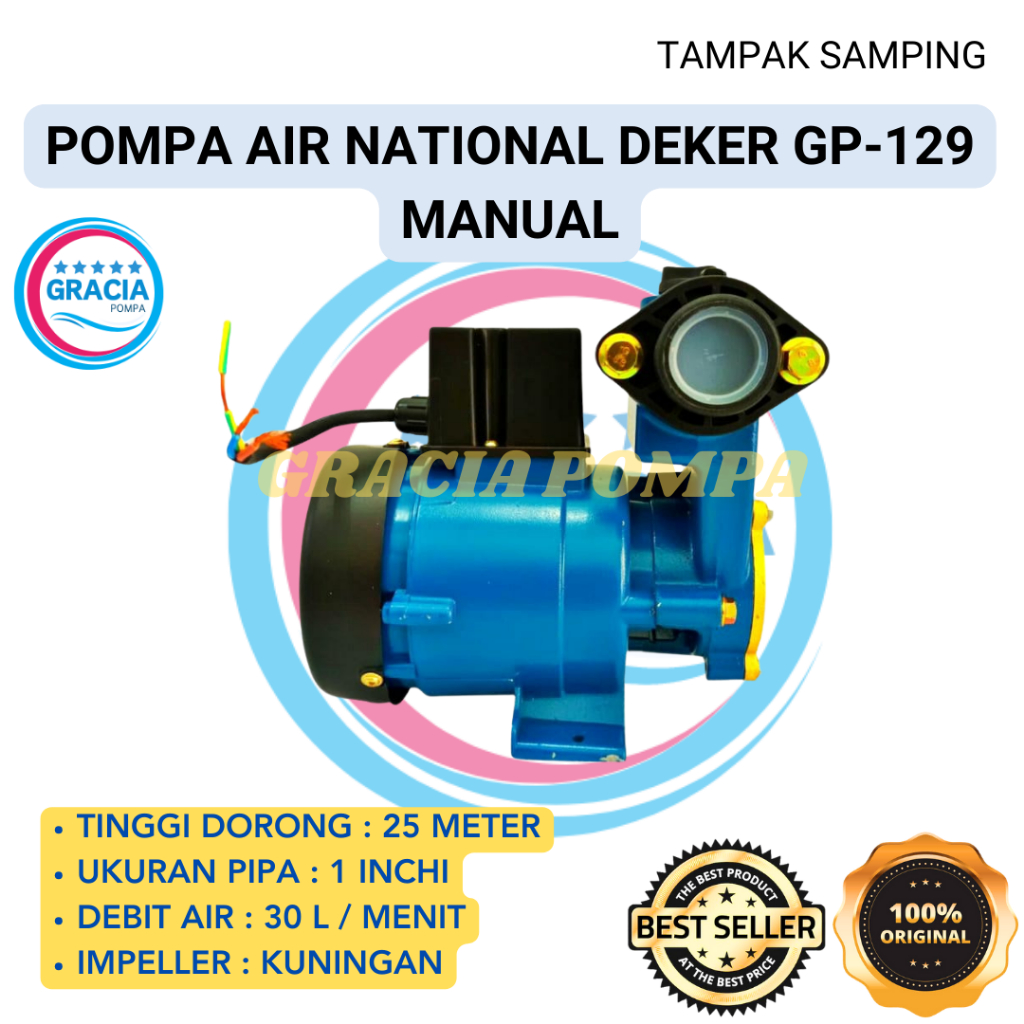 POMPA AIR SUMUR DANGKAL NATIONAL DEKER GP-129 ORIGINAL BERKUALITAS - Gracia Pompa