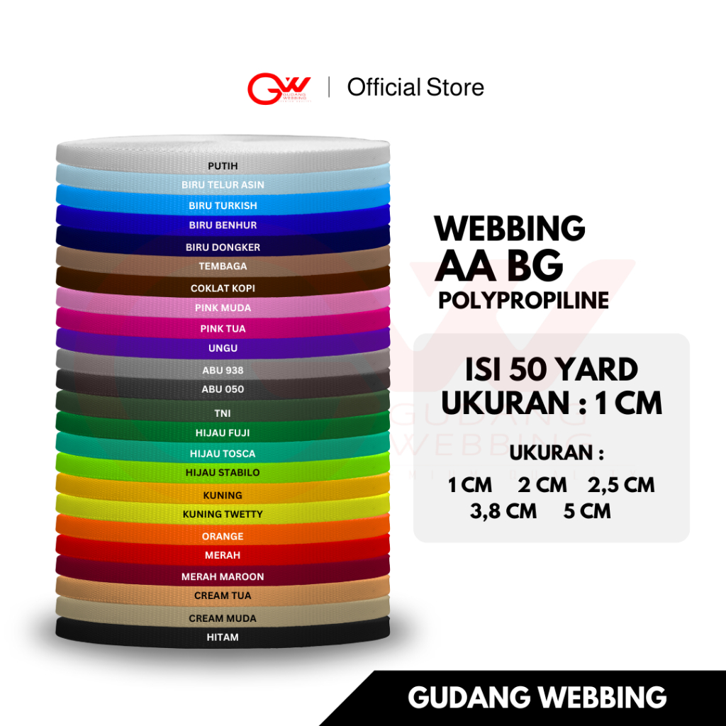 Webbing 1 cm // STRAP 1CM // BISBAN 1CM - AA BG 1,0 cm