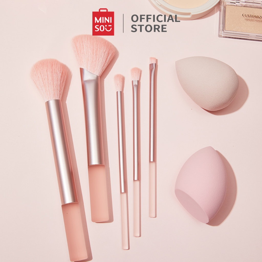 Miniso Kuas Rias Spons Make up Brush 7 in 1 Beauty Blender Rias Set Aksesori Riasan Spons Kecantikan