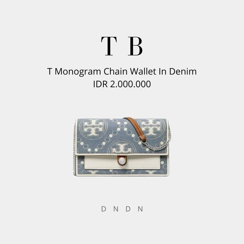 T Monogram Chain Wallet In Denim