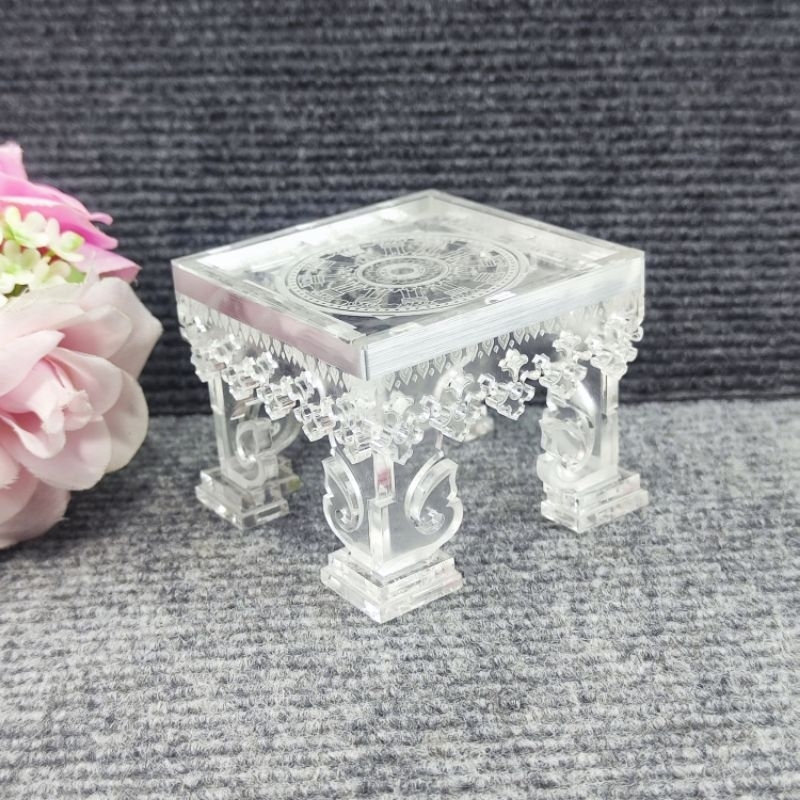 MEJA ARKRILIK KECIL UKIR RODA DHAMMA