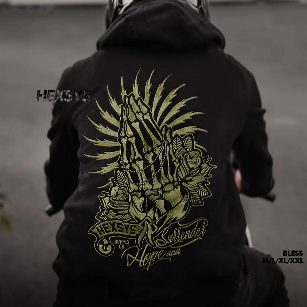NEW ARRIVAL Bossque X Hexsys - Bless Hoodie Bordir Mythology Jumper Sweater Pria Racing Jaket Hoodie