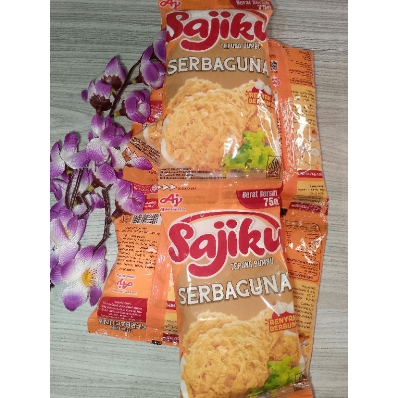 

Sajiku tepung bumbu serbaguna 75 gr 1 Renceng isi 10pcs/ Tepung bumbu sajiku serbaguna Renceng 75gr
