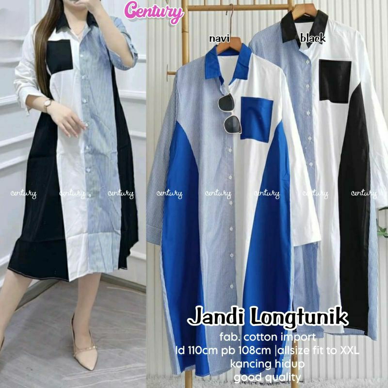 Jandi tunik katun salur garis LD 110 jumbo XL