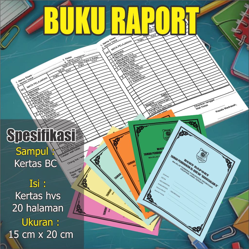 Buku Raport TK,TPQ,TPA,PAUD,RA