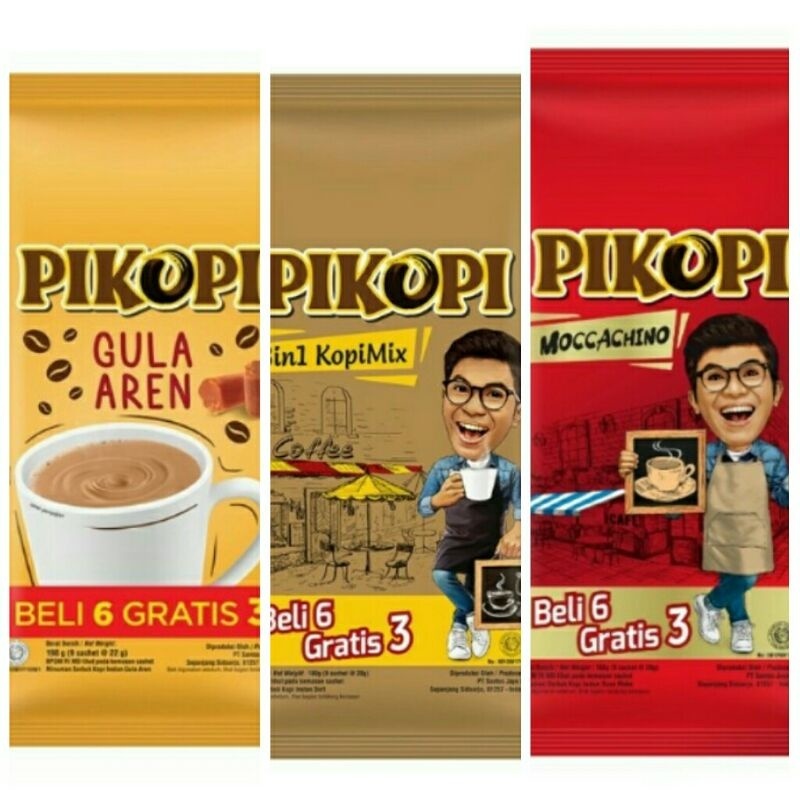 

Minuman Kopi Instan / Instant Sachet / Saset Pikopi 3in1 Kopimix Mix ( Gula, Krimer, Kopi ) Coffeemix, Mochacino, Gula Aren 9 sachet x 20 gr