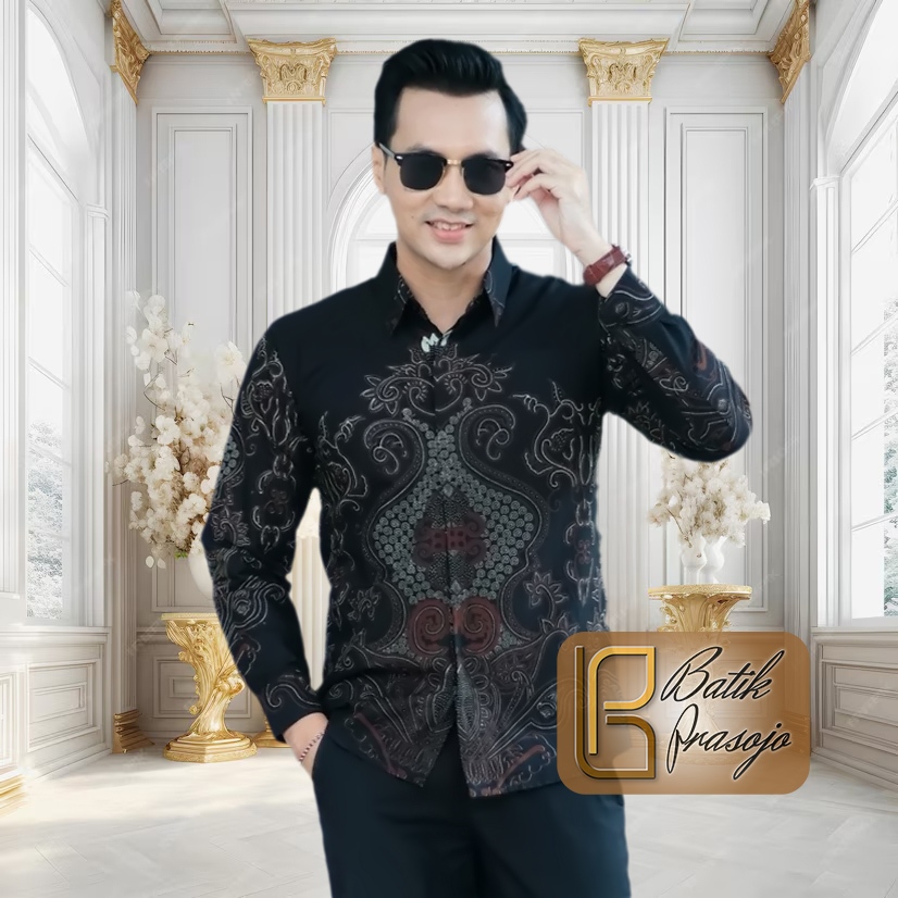 KEMEJA BATIK PRIA LENGAN PANJANG PREMIUM LASKALA BAJU BATIK PRIA BAHAN POLIMIKRO