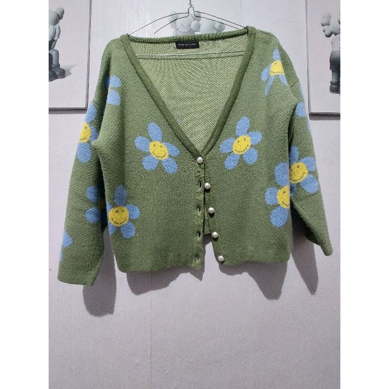 NOIR SUR BLANC FLORA CARDIGAN MINT preloved by gigglemugies