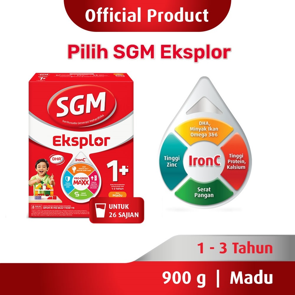 

Susu SGM Eksplor 1+ Pro-Gressmaxx Susu Pertumbuhan Madu 1-3 Tahun 900g