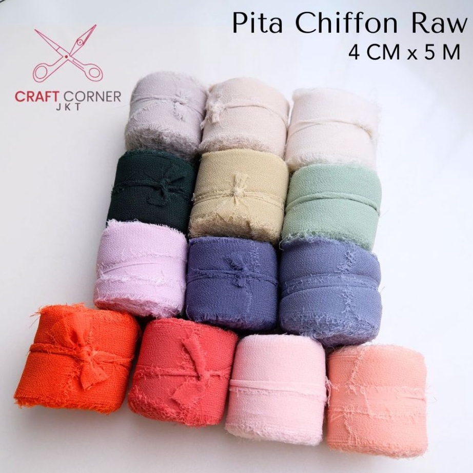 

TERBAIK ROLL Pita Chiffon Raw Hem Fringe 4 cm x 5 M