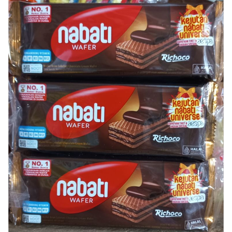 

Nabati Wafer All Varian Rasa ; Cokelat, Keju, Pink Lava, Korea Goguma 1 Pak Isi 10 Sachet @16g