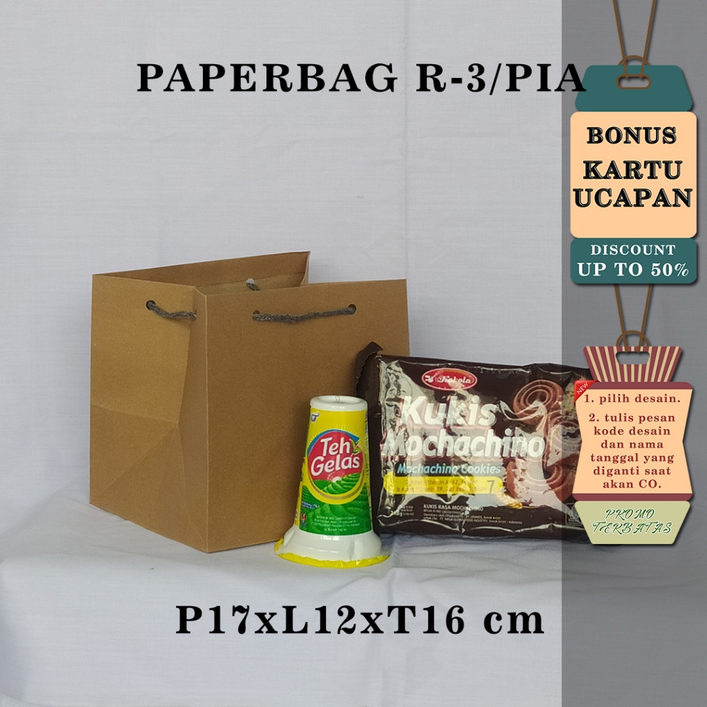 

PAPERBAG| TAS KERTAS| TAS HAJATAN| BONUS KARTU UCAPAN| UK R-3 COKELAT POLOS UK P17 x L12 x T16 CM