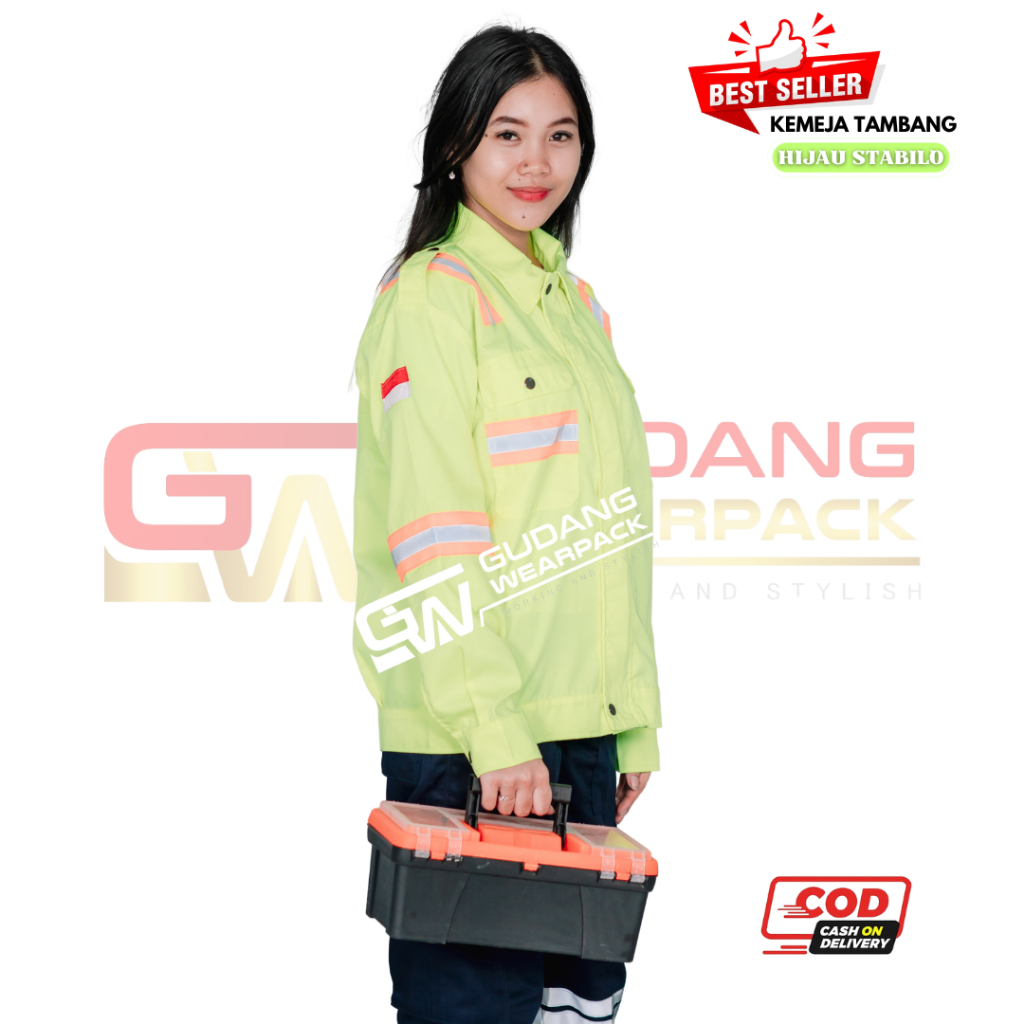 WEARPACK Warna HIJAU STABILO(Kemeja/Atasan/Wearpack Safety) - Gudang Wearpack