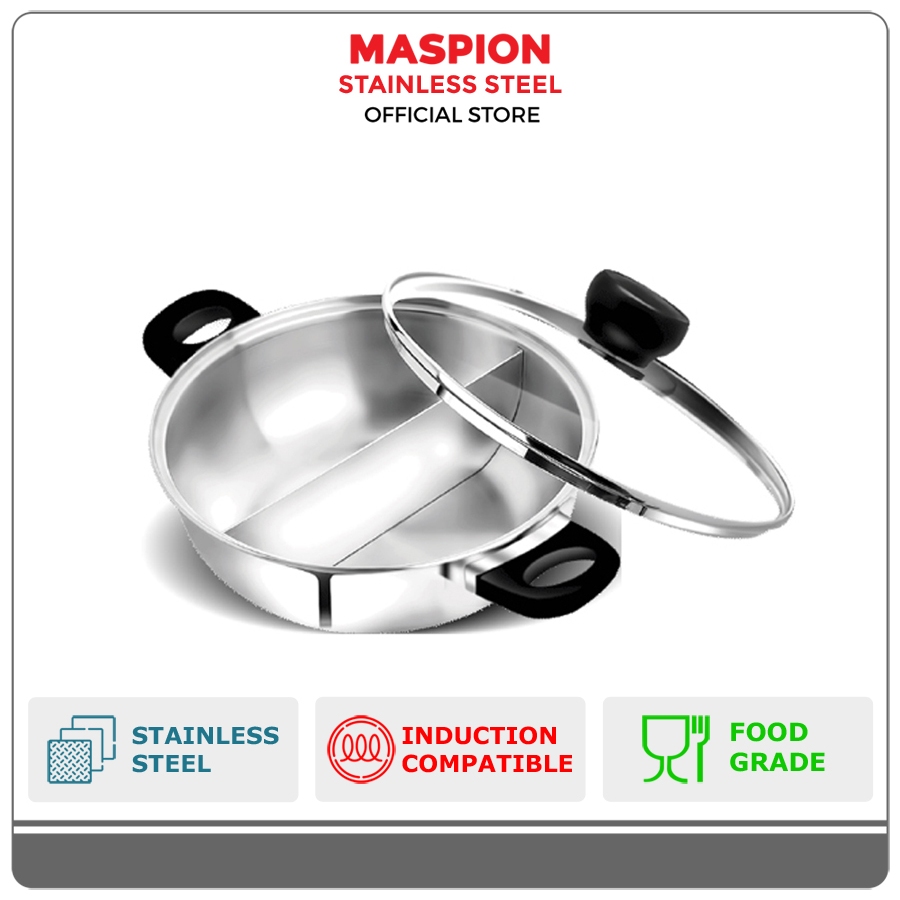Maspion Maxim Panci Stainless Steel Suki Pan Tutup Kaca 26 cm