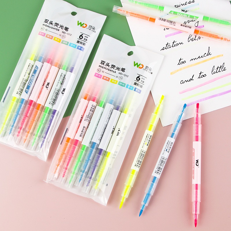 

Highlighter Dual Tip WD-1212 Dua Model Ujung 1 Set Isi 6 pcs Textlighter Spidol Penanda Bacaan