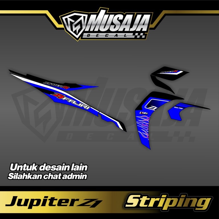 Stiker Striping Jupiter Z1 hitam biru putih Premium Transparan uv glossy superglossy