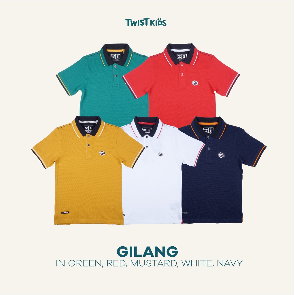 Twist Kids - GILANG C, Saya Indonesia Series, Atasan/Baju/Kaos Polo/Kerah/Wangky Lengan Pendek Anak 