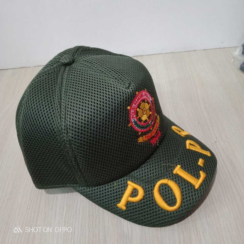 Topi POL PP-Topi Jaring Pol pp-Topi Jaring Logo Pol PP Hijau