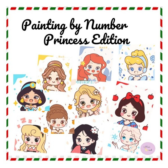 

Canvas Painting Disney Princess by Number/ Melukis Mewarnai Kanvas Gambar Princess Anak/ DIY Painting Digital/ Satu Set Peralatan Melukis Anak