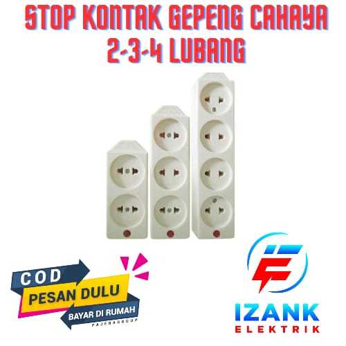 TERMINAL CAHAYA 2/3/4 Lubang STOP KONTAK GEPENG PIPIH Lubang Colokan Listrik