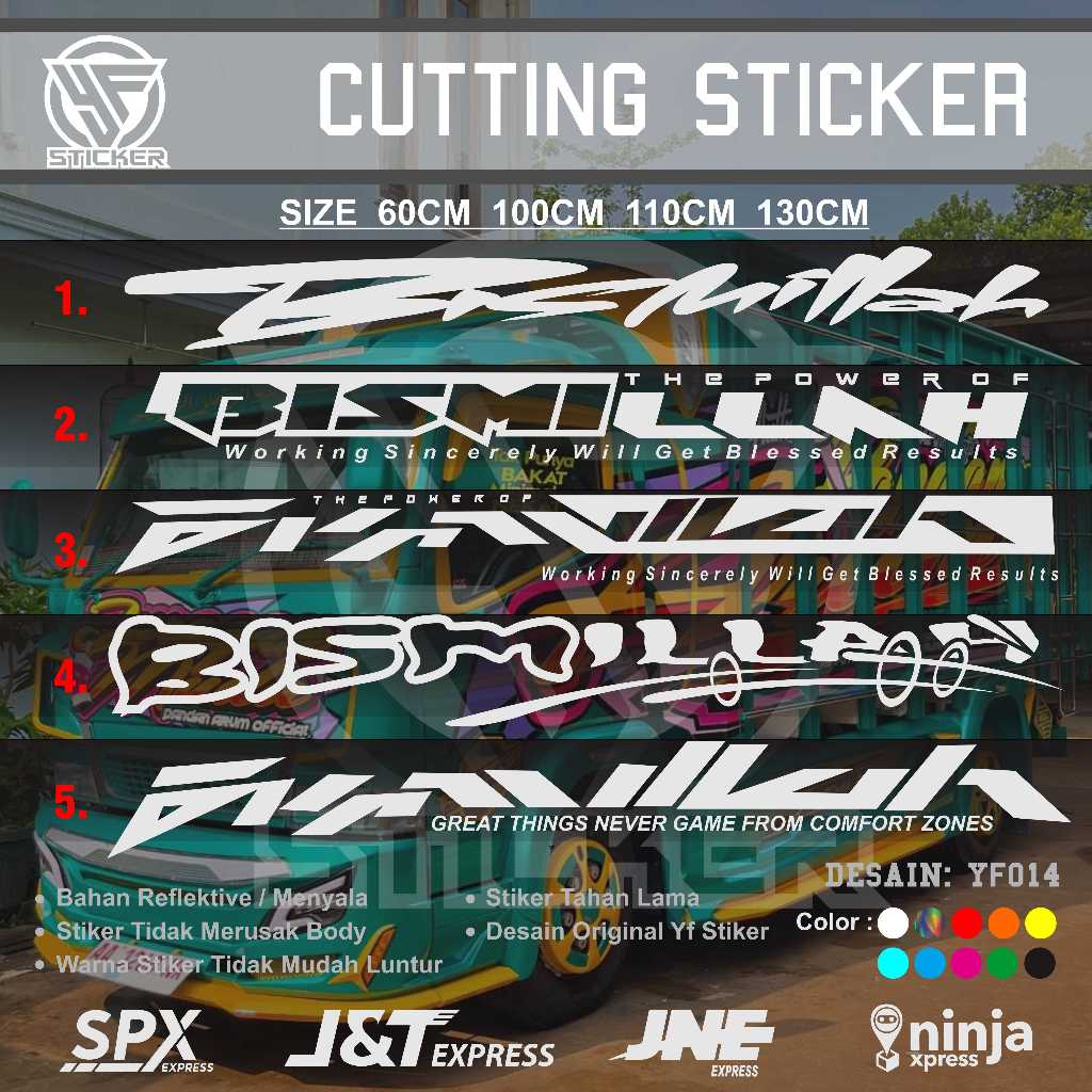 [TERBARU] STIKER BISMILLAH KACA DEPAN TRUK/PICKUP