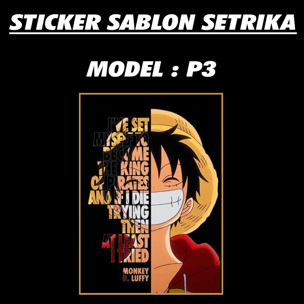 

Sablon Setrika Sablon Baju TEMA ANIME ONE PIECE Code 1-17 Sablon DTF Printing Sticker Baju (Sticker Only)