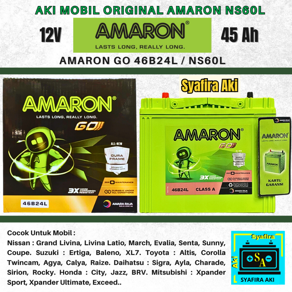 Aki Grand Livina, Evalia, Corolla, Picanto AMARON GO NS60L MF