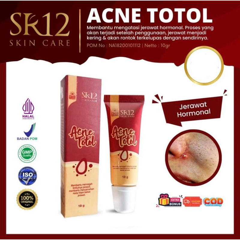 Acne Totol SR12 Cream Obat Jerawat Terampuh Mengeringkan Jerawat Hormonal/ Paket Acne SR12 Acne Patc