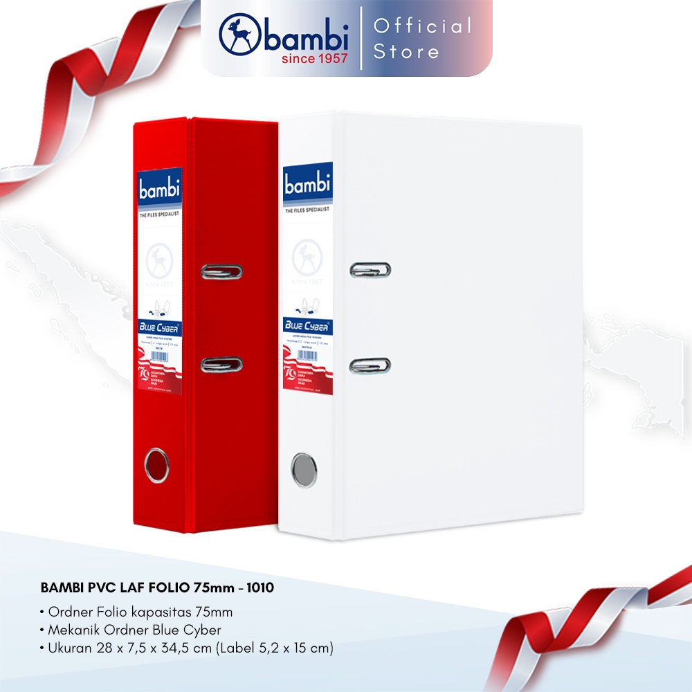 

Bambi Lever Arch File Ordner Folio Edisi Kemerdekaan Merah Putih Jumbo Size 75 mm Original