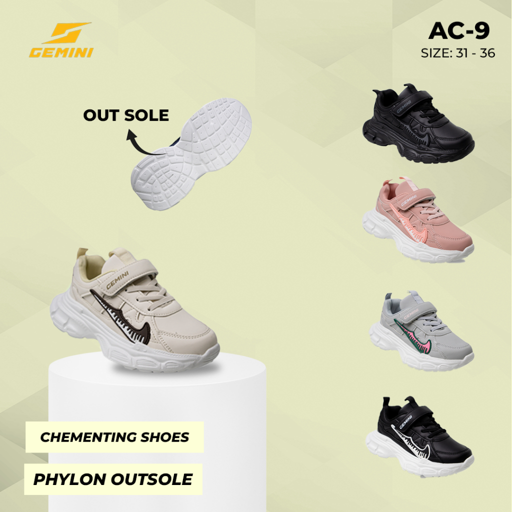 GEMINI - Sepatu Sport NIKE Anak Laki laki & Perempuan Keren PREMIUM BREATHABLE (Size 31-36) AC 9