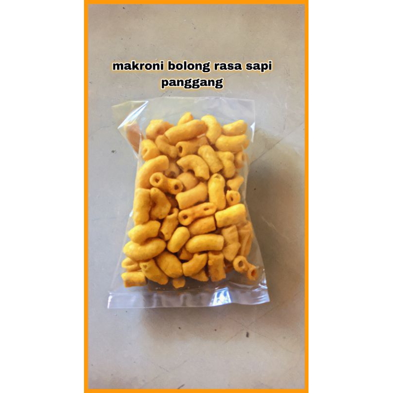 

Makroni bolong renyah rasa sapi panggang kemasan 20x35