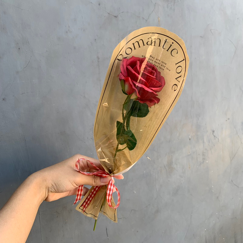 Buket bunga mawar single/buket mawar/buket bunga mawar murah/buket bunga mawar aestetic