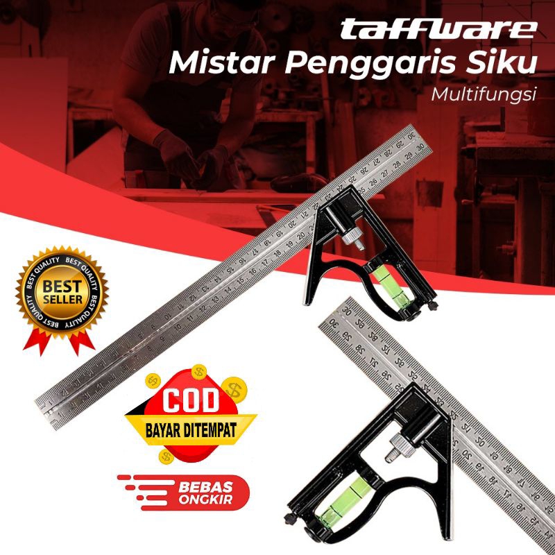 

Taffware Mistar Penggaris Siku Adjustable Angle Ruler Waterpass 305mm - ZEAST - Black