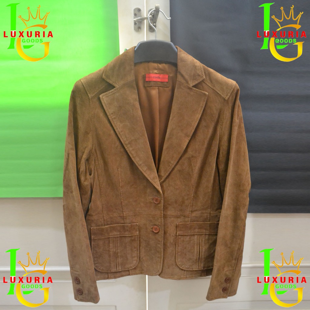 JAKET KULIT COKLAT CODA FOR WOMAN, 100% Real Suede,from U.K - Preloved