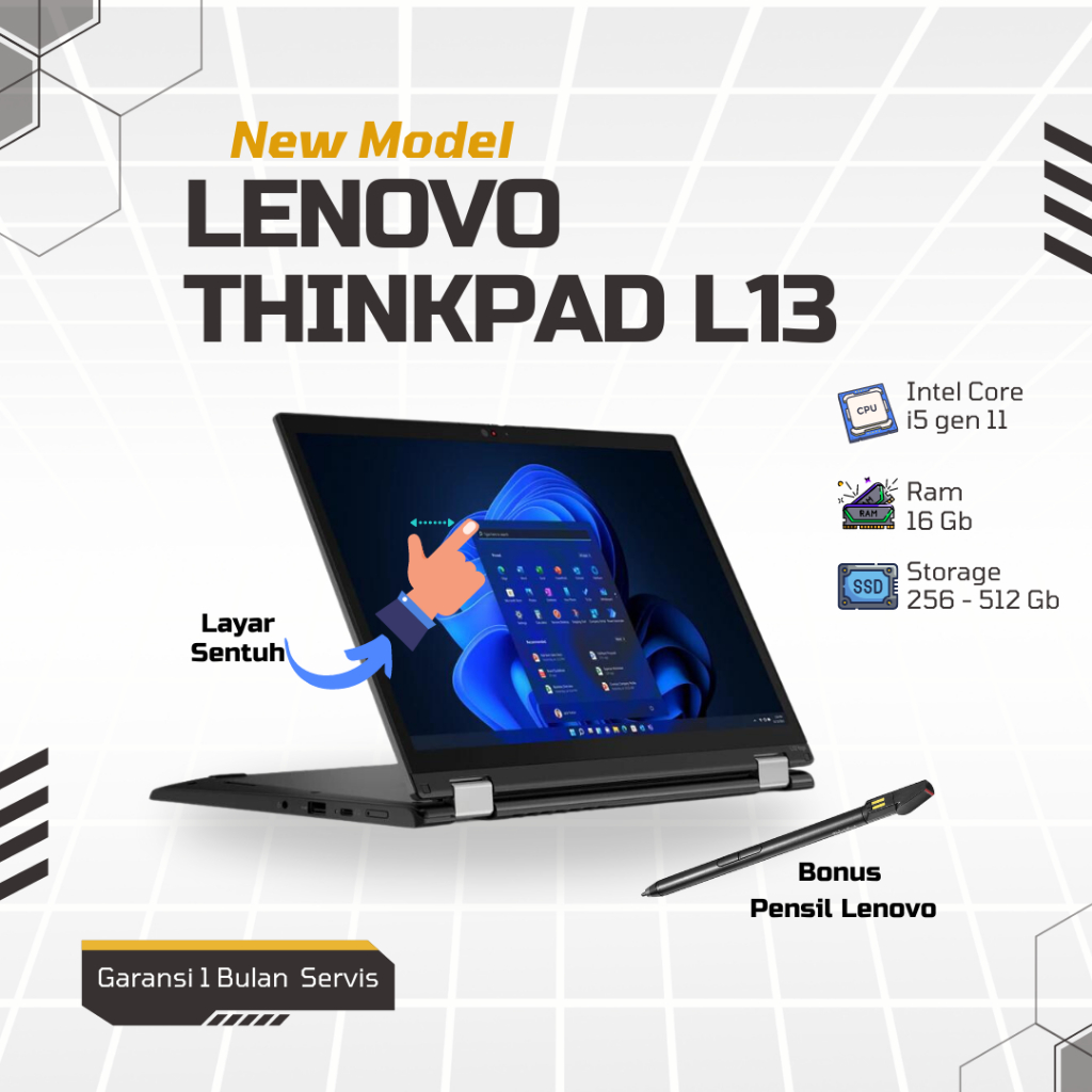 Laptop Lenovo 2 in 1 L13 Gen 2 i5 Gen 11 Ram 16Gb SSD 512GB