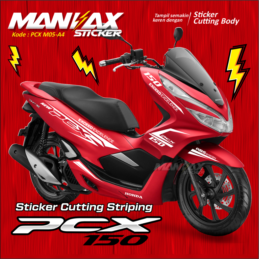 Sticker PCX Putih - Striping Honda PCX - Sticker Cutting PCX Putih - Aksesoris Motor - M005
