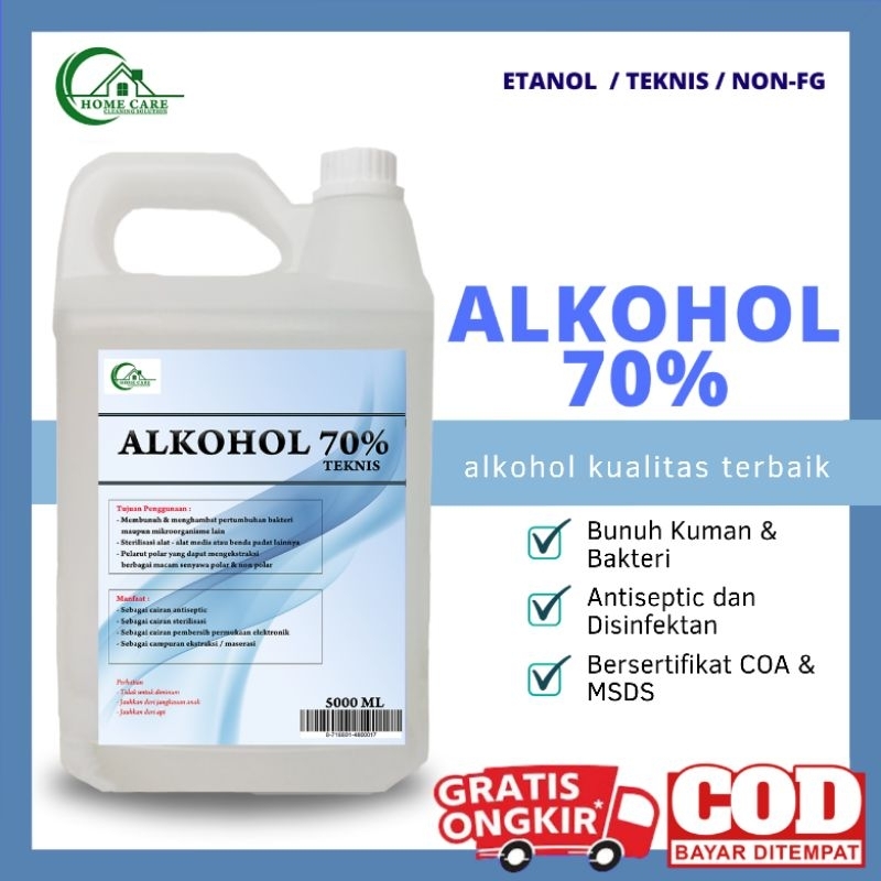 Alkohol 70% 5Liter Teknis Etanol Non Food Grade