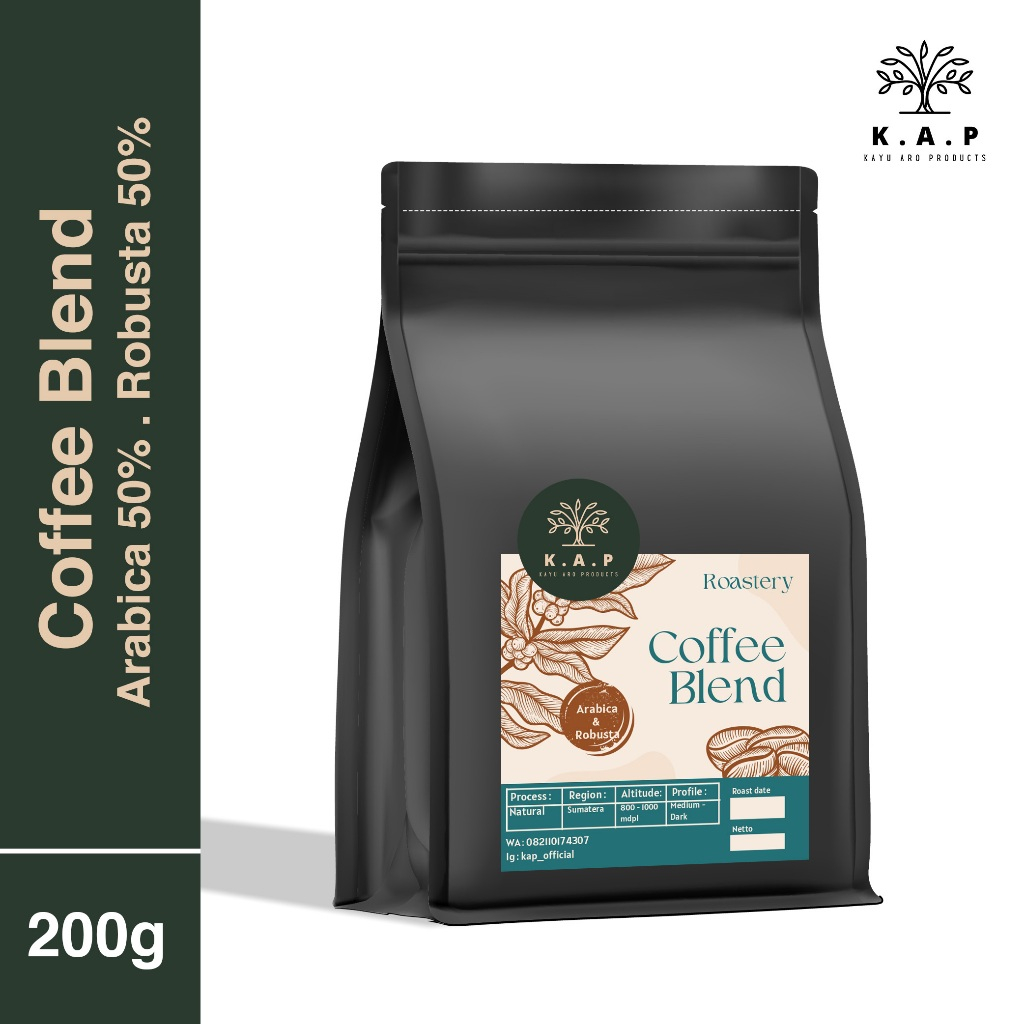 

K.A.P - Kopi Blend Arabica 50% Robusta 50% 200g - Kopi Kayu Aro - Kopi Kerinci - Kopi Blend